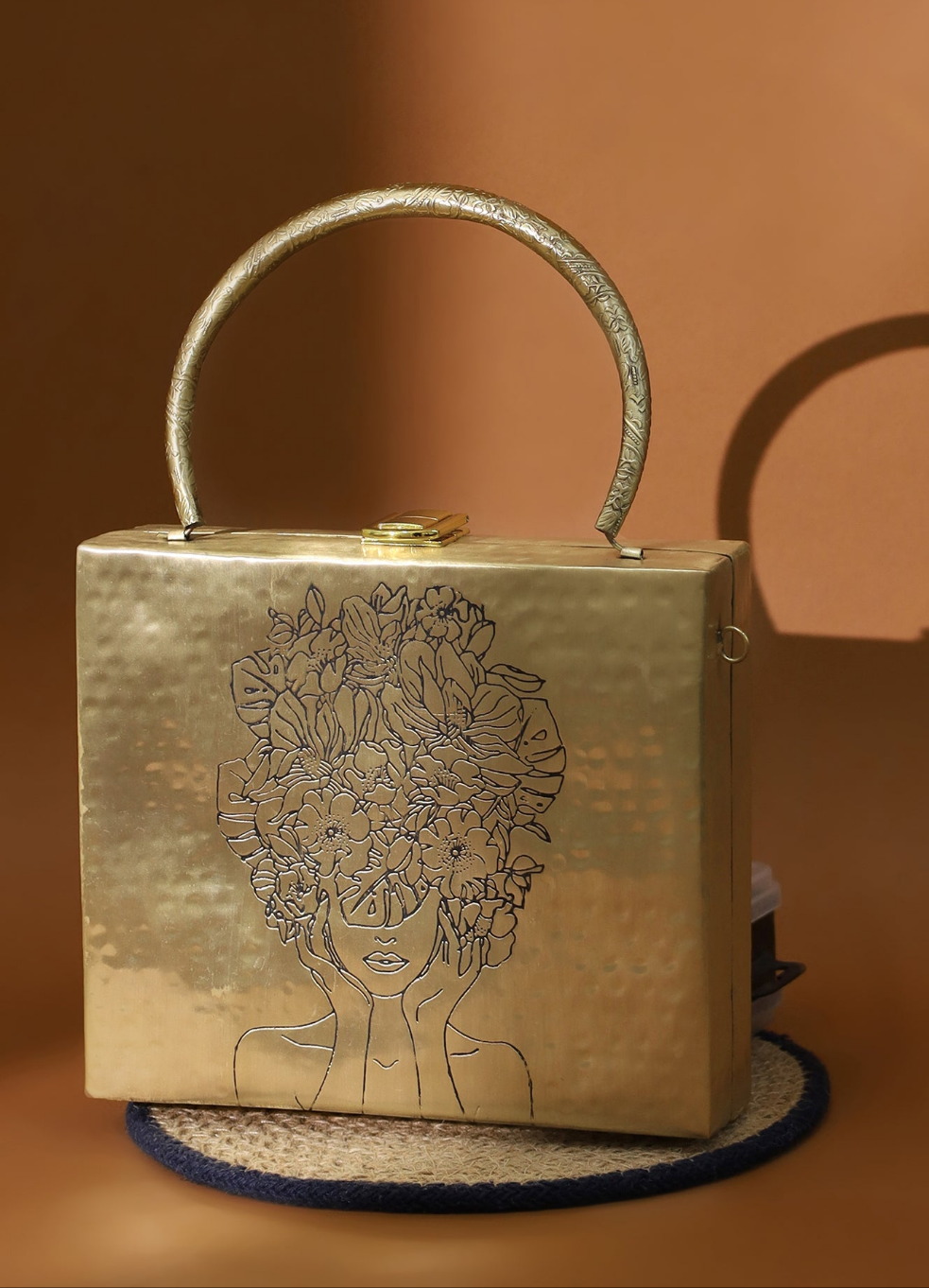 Aafreen Chic Square Diva Brass Bag