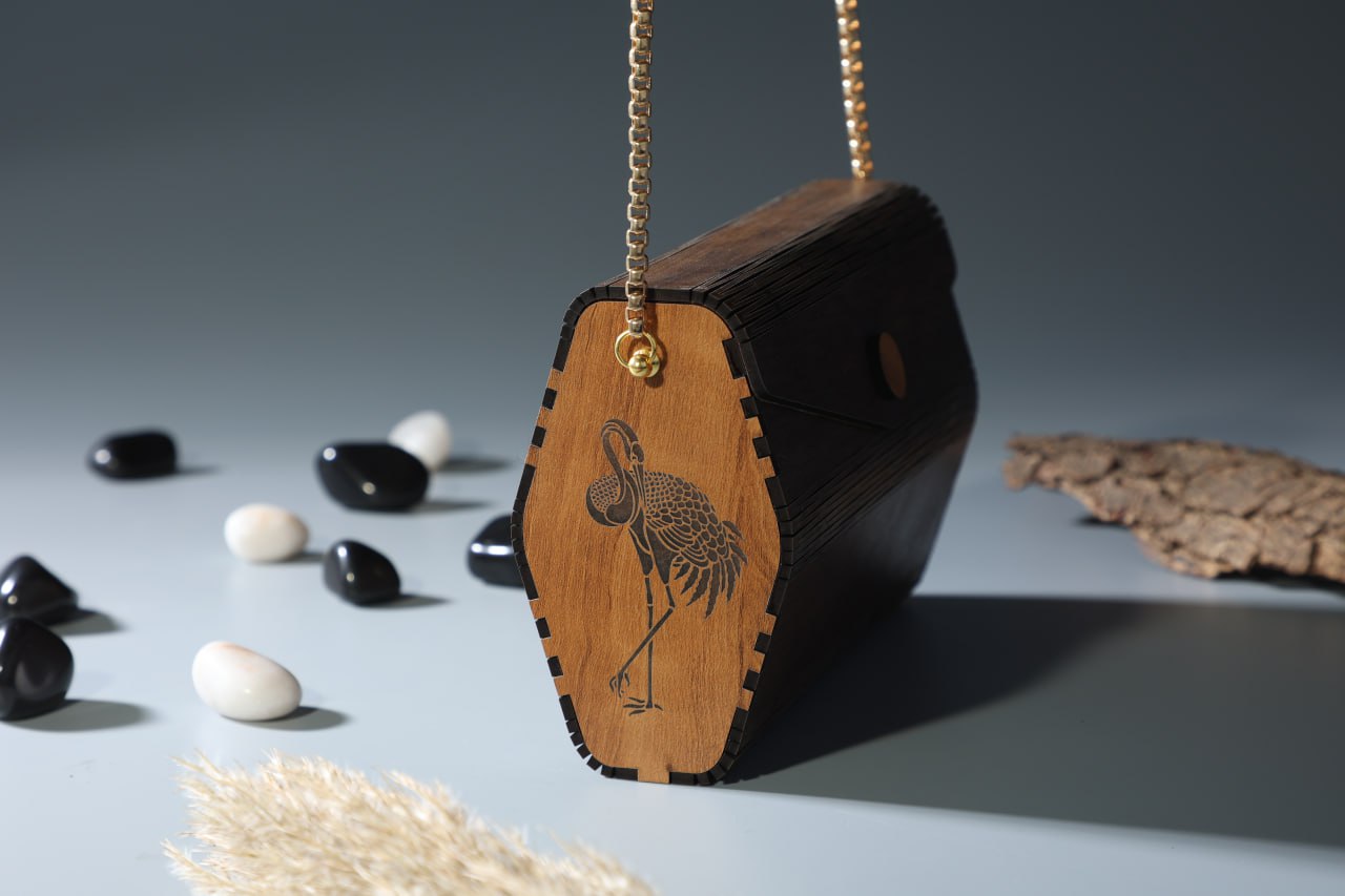 Aaina Lasercut Flamingo handbag in MDF
