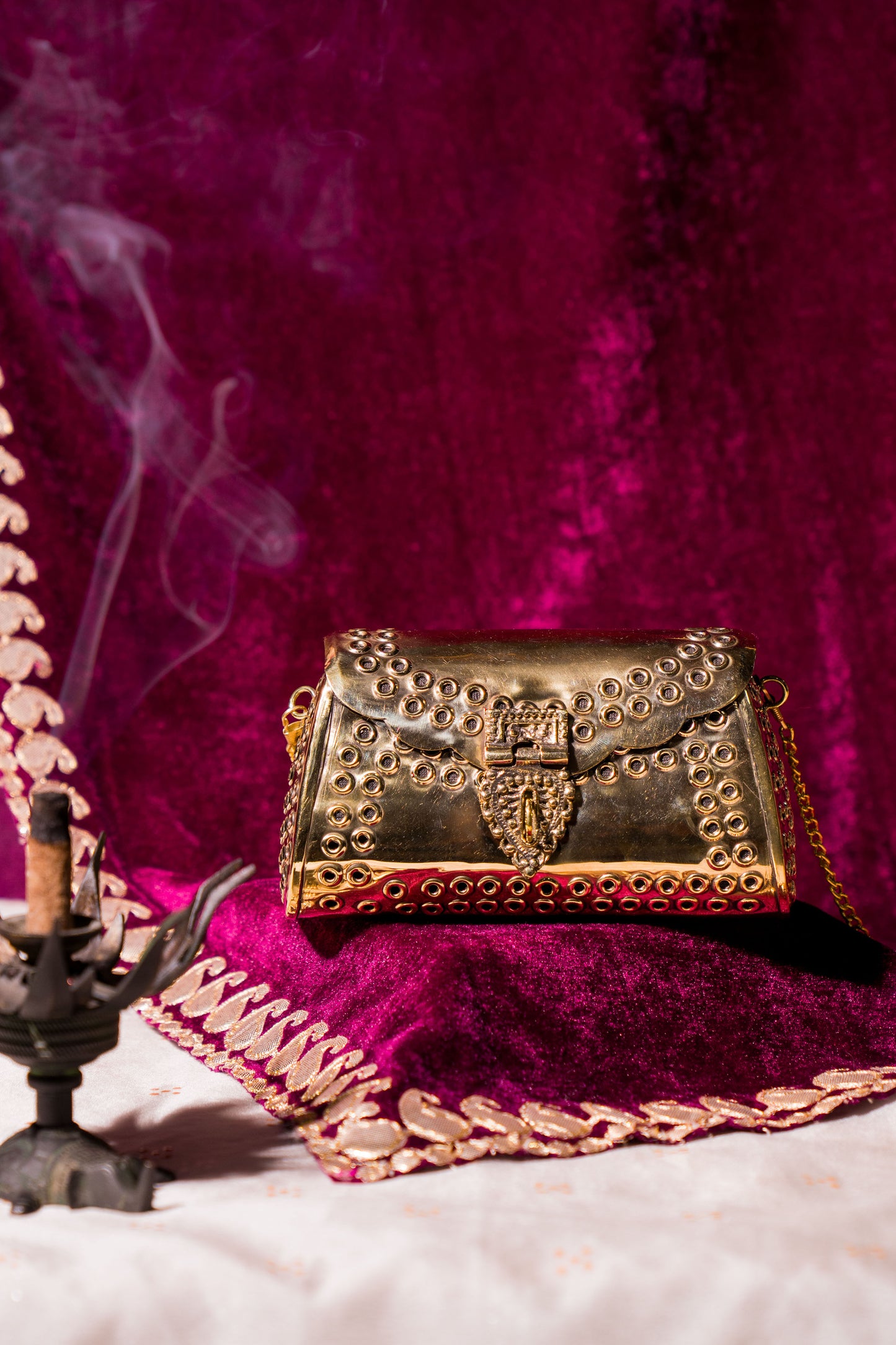 Punched Rivet Gold brass Bag