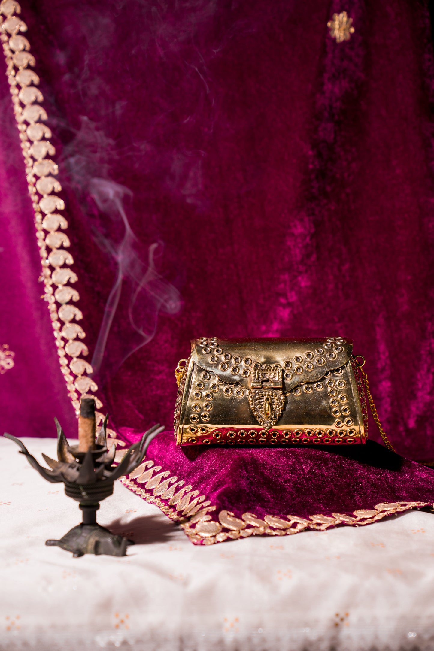 Punched Rivet Gold brass Bag