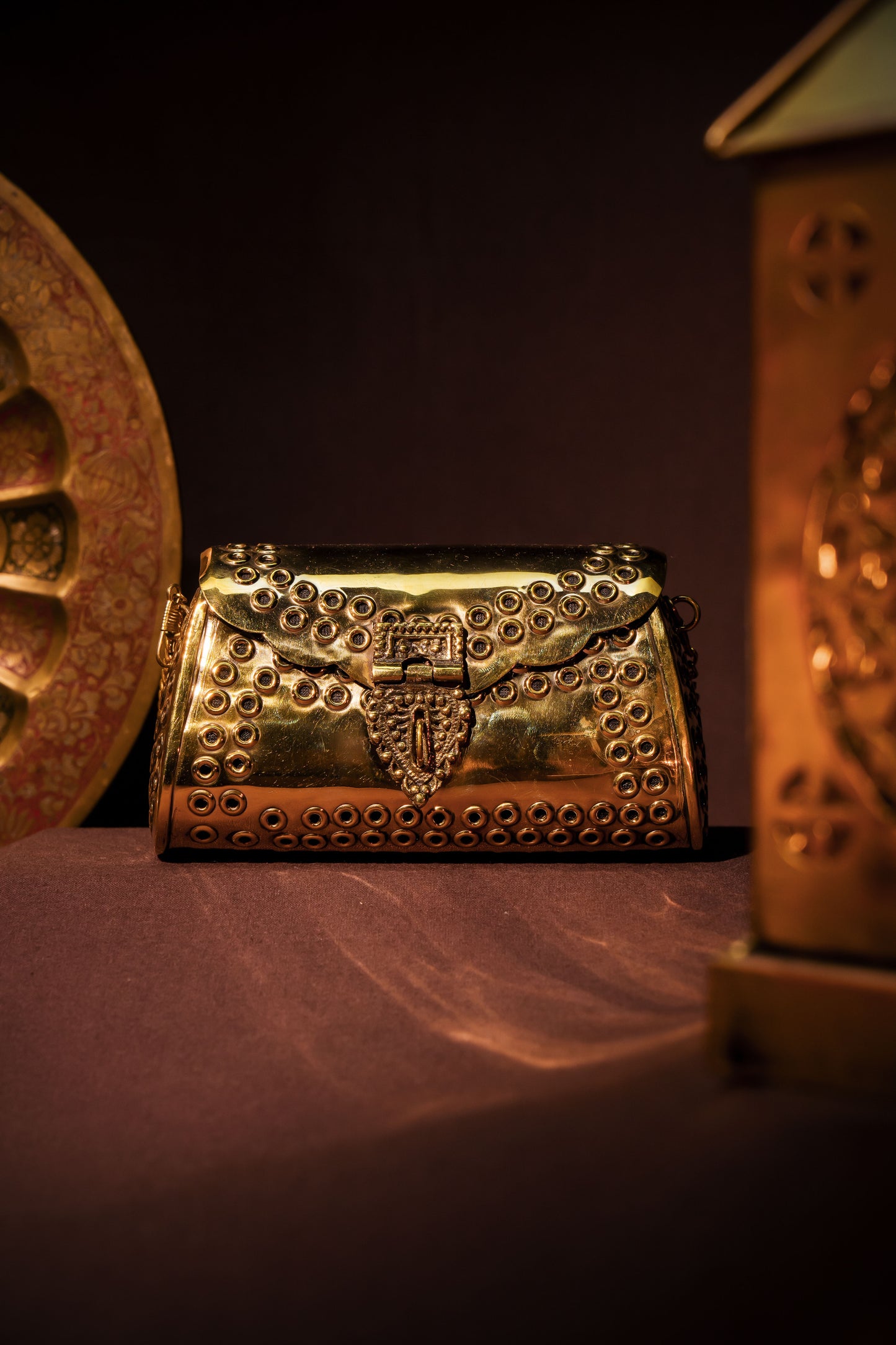 Punched Rivet Gold brass Bag