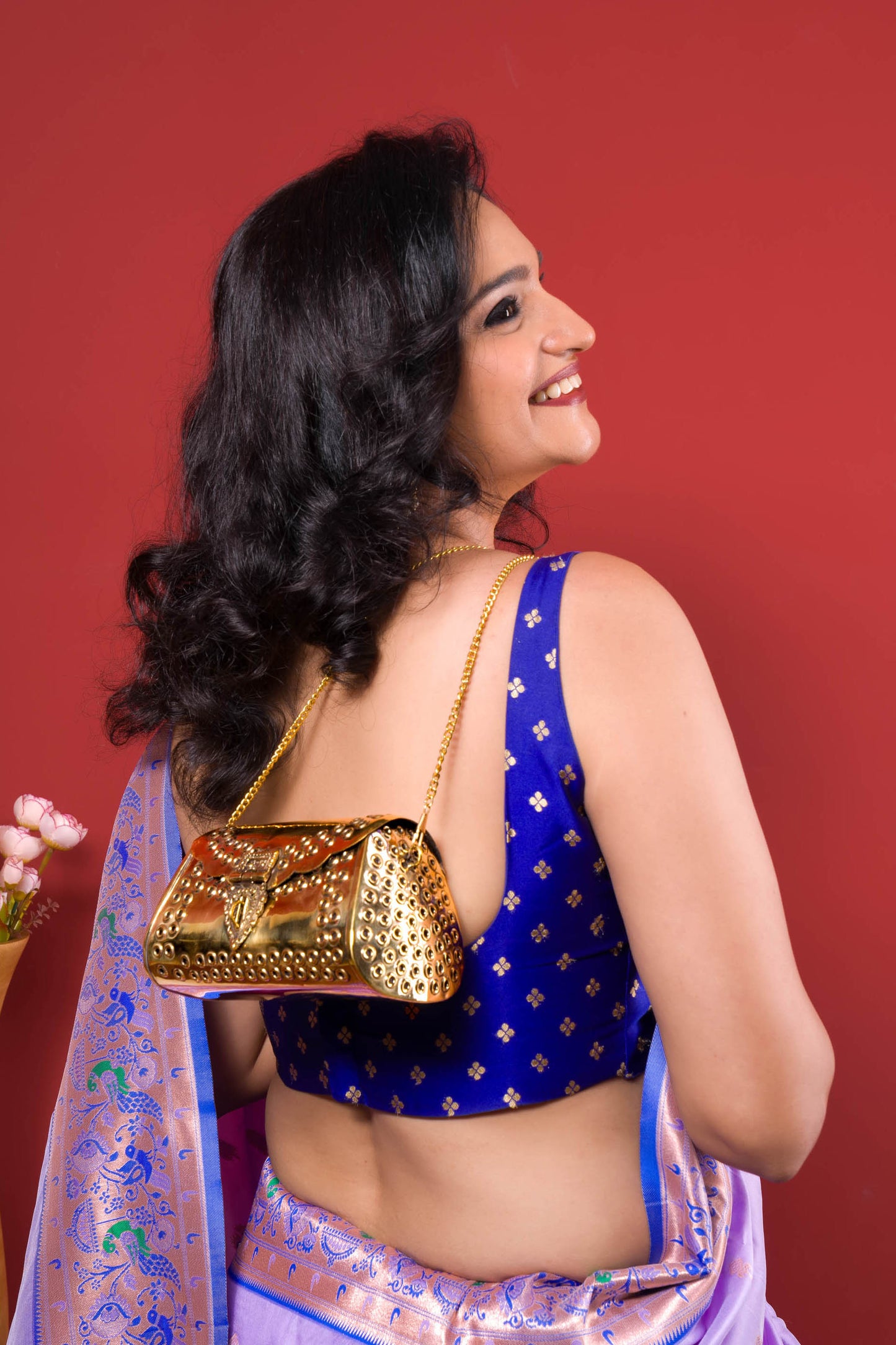 Punched Rivet Gold brass Bag