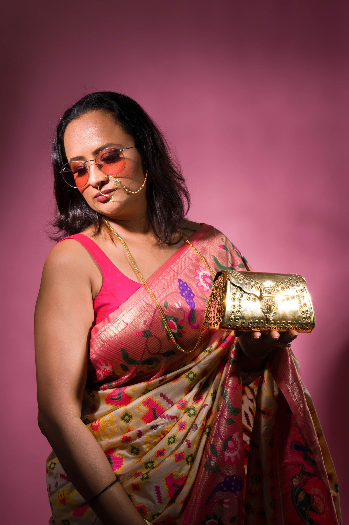 Punched Rivet Gold brass Bag