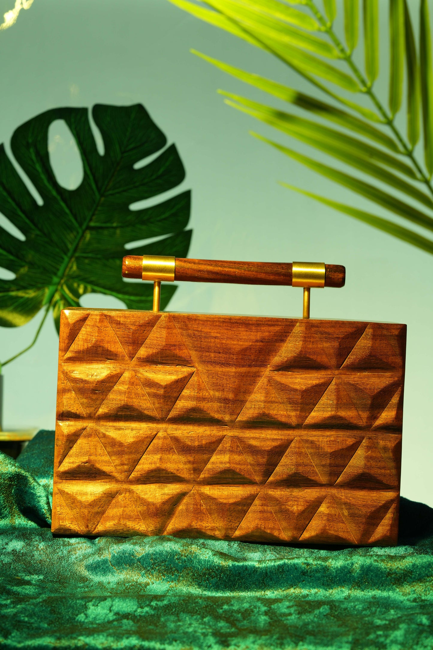 The Royals Hand Carved Triangular pattern bag with dowel handle
