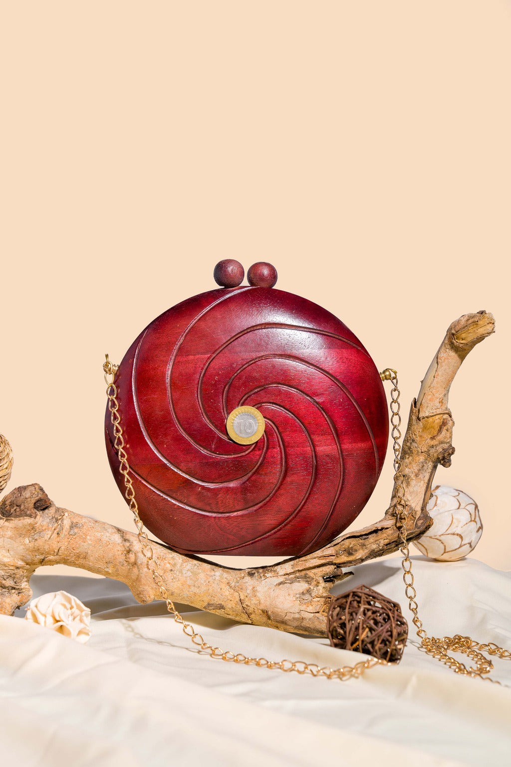 Red Drum Brass Resin Purse For Ladies