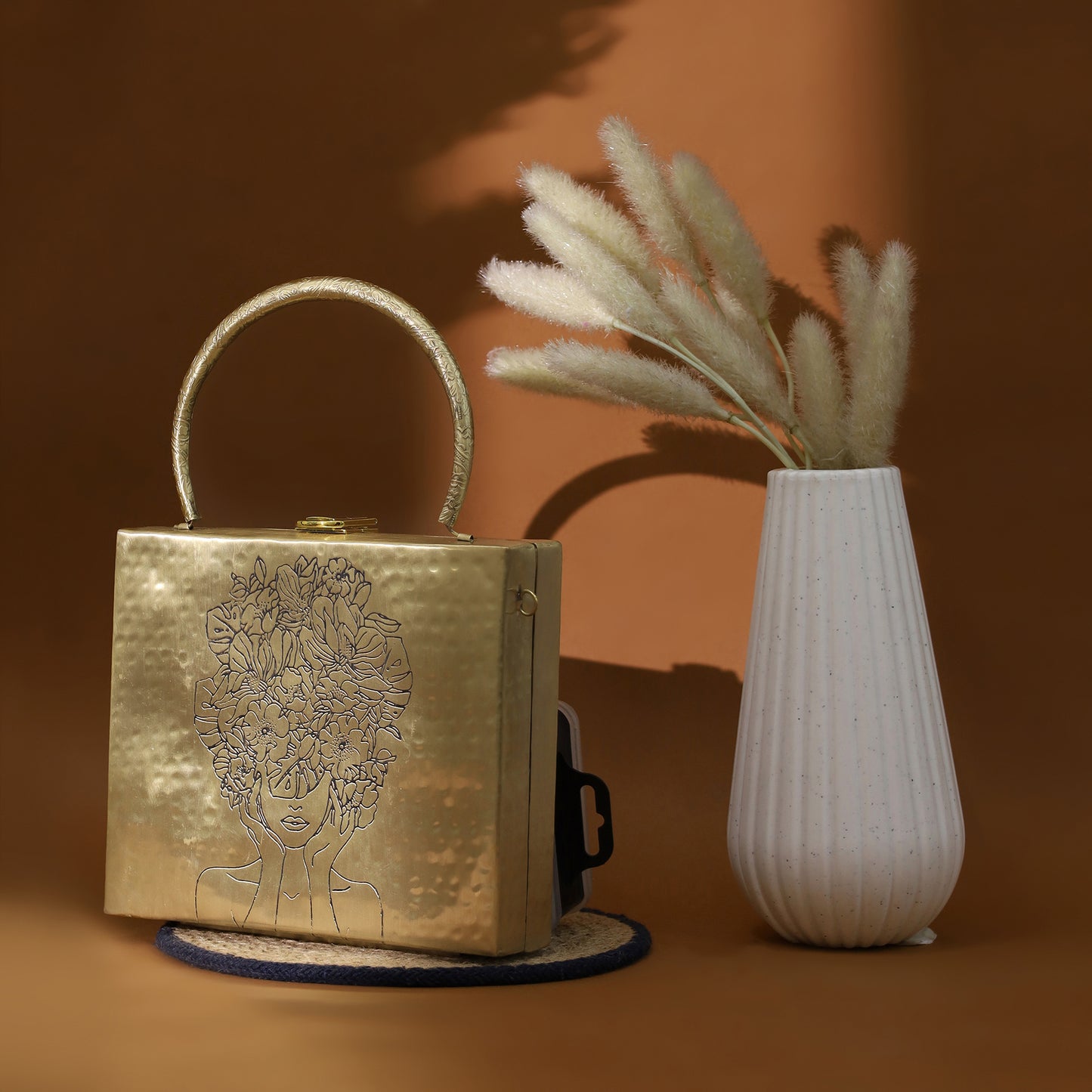 Aafreen Chic Square Diva Brass Bag