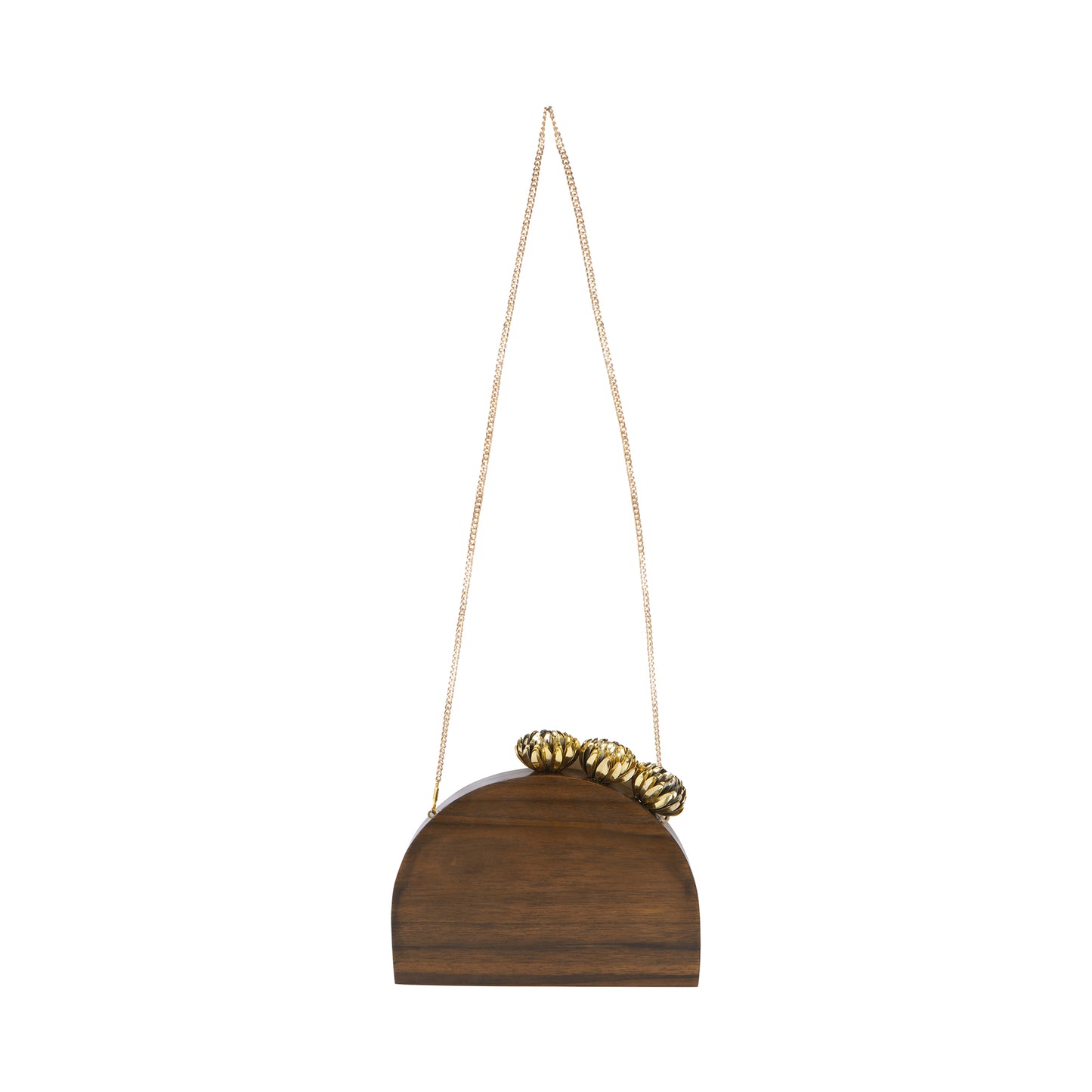The Royal Semi Circle Bag with ornate brass floral