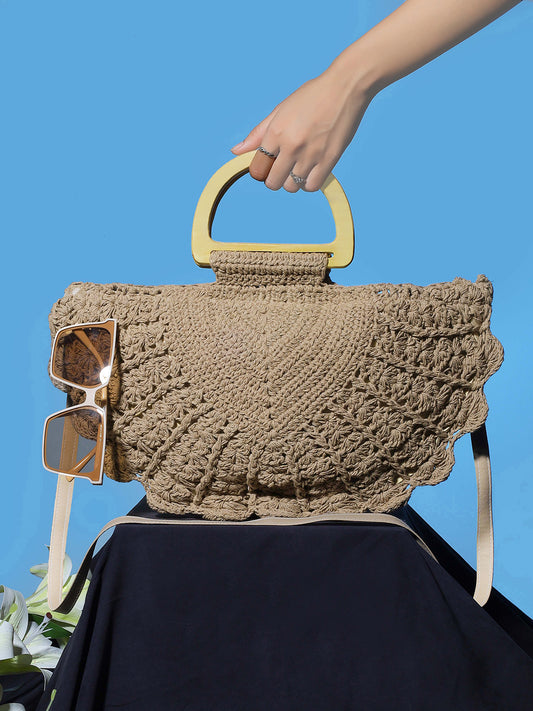 Half Moon Crochet Boho Bag - Natural Charm