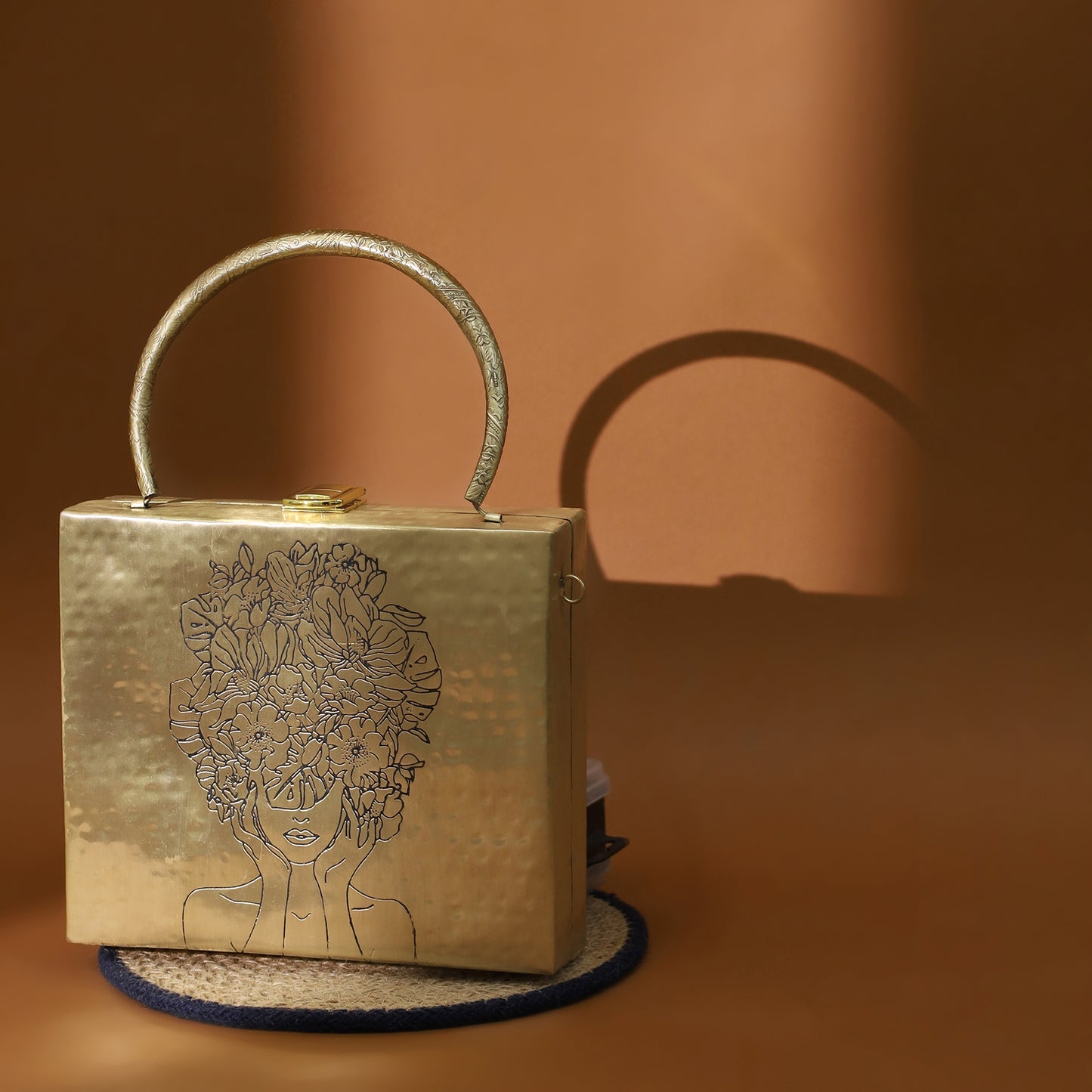 Aafreen Chic Square Diva Brass Bag