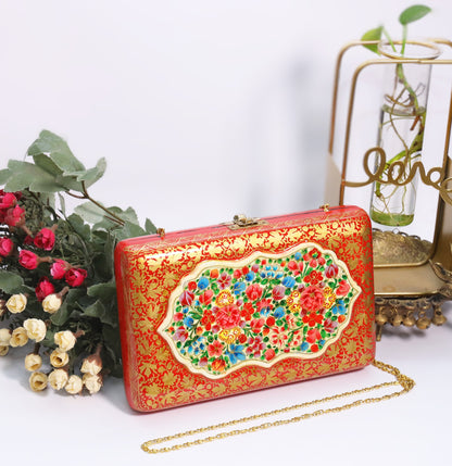 Kashmiri Papier Mache handmade clutch in two tone