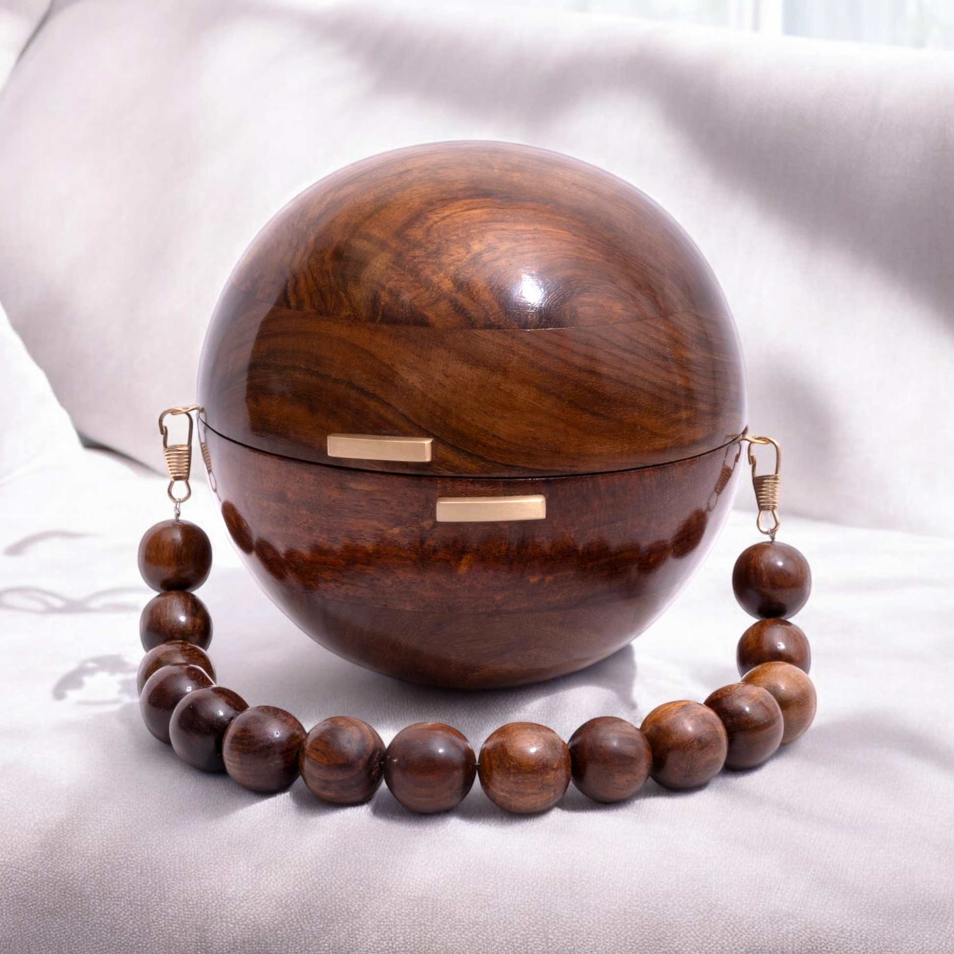 The Stylish Globe Wooden bag with beaded Handle