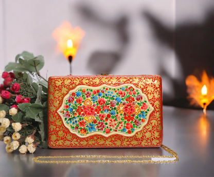 Kashmiri Papier Mache handmade clutch in two tone