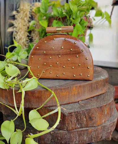 The Royals Semicircle Brass Studded handbag