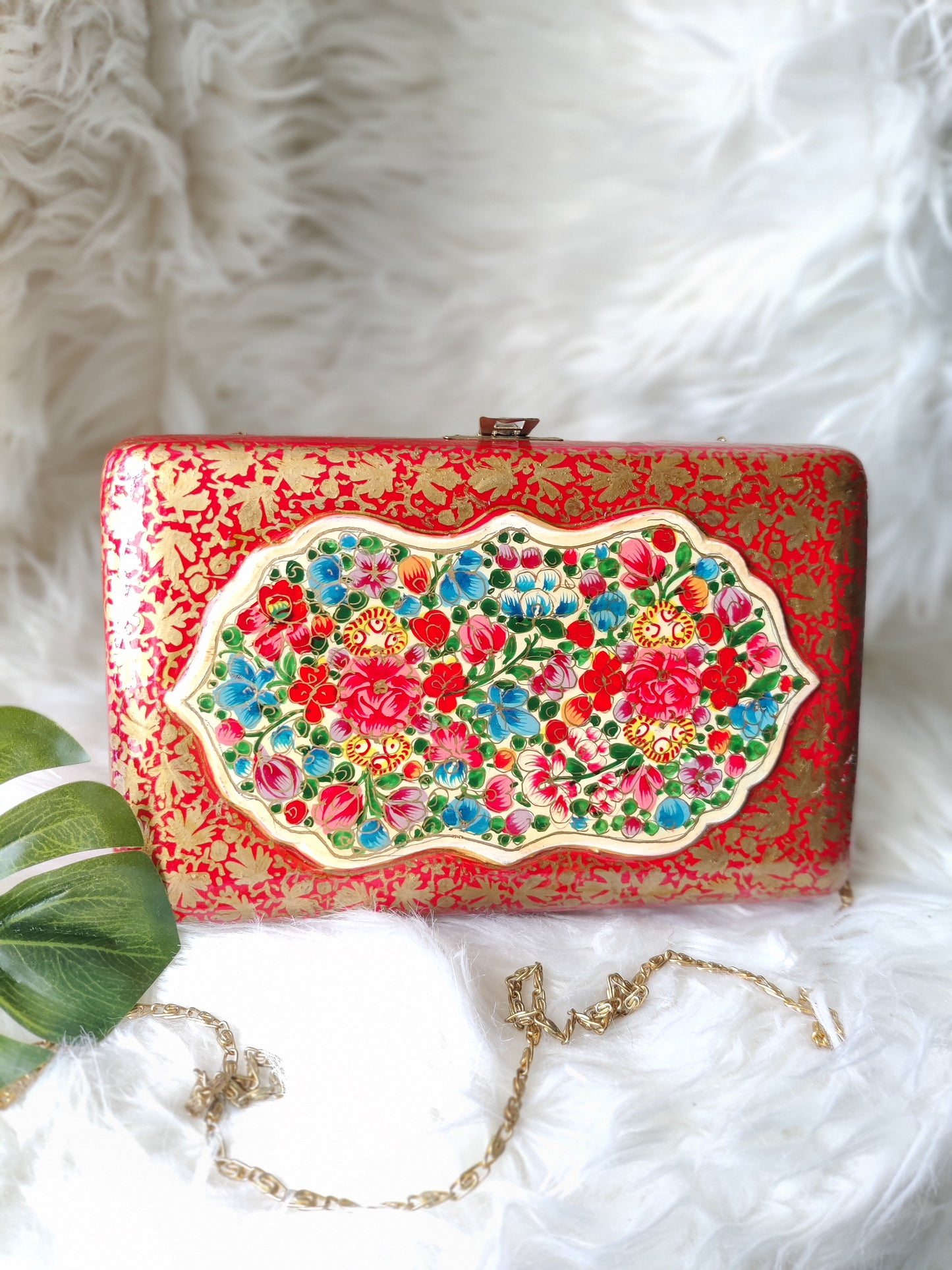 Kashmiri Papier Mache handmade clutch in two tone