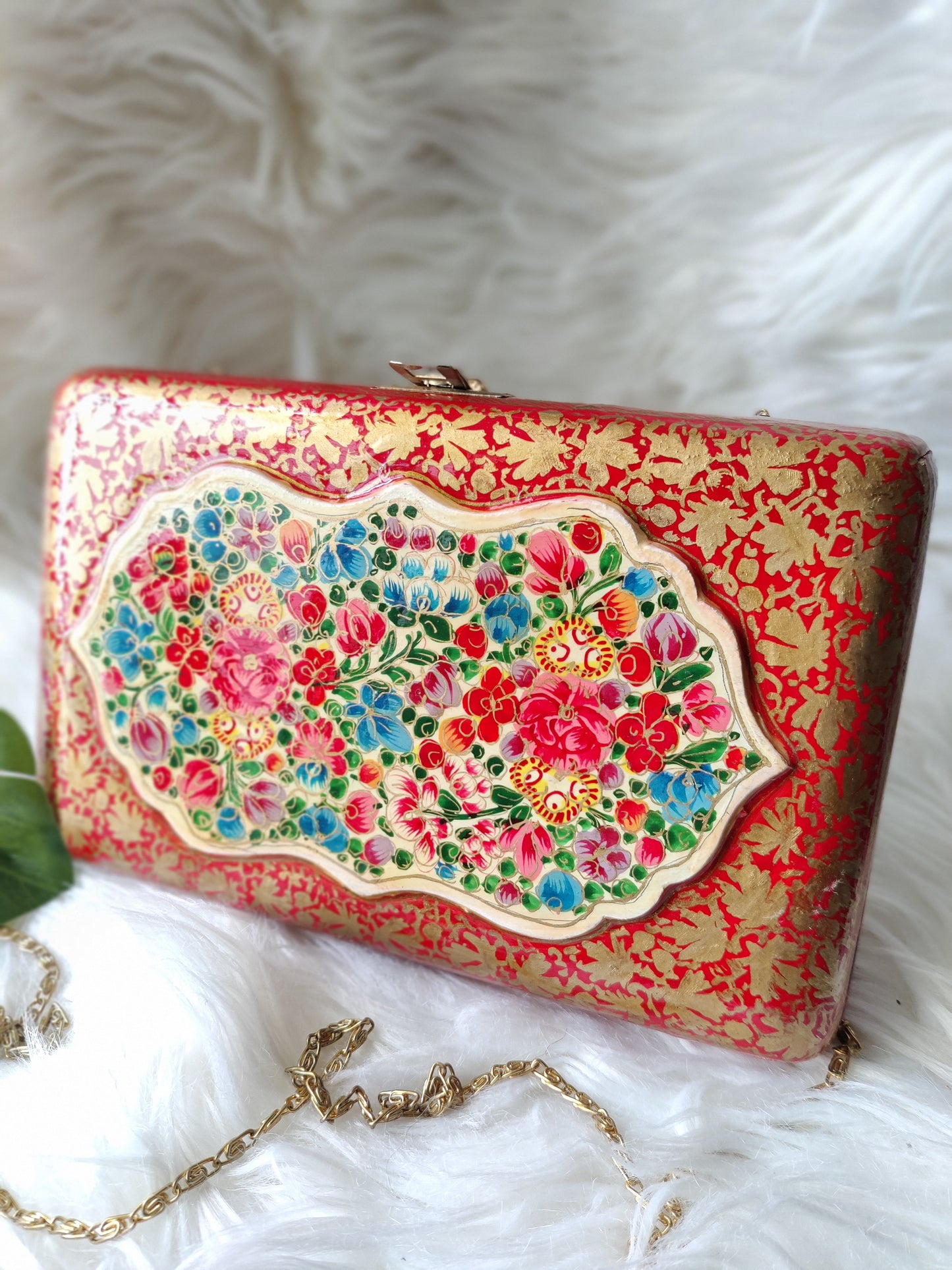 Kashmiri Papier Mache handmade clutch in two tone