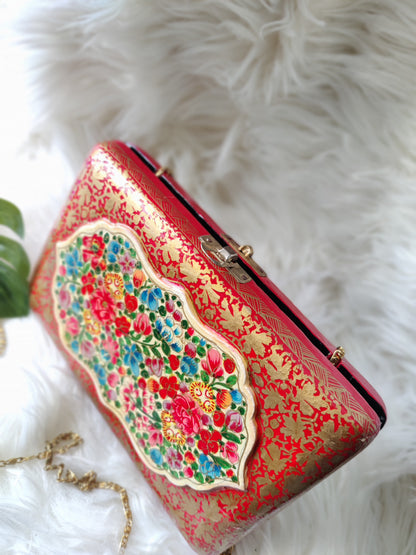 Kashmiri Papier Mache handmade clutch in two tone