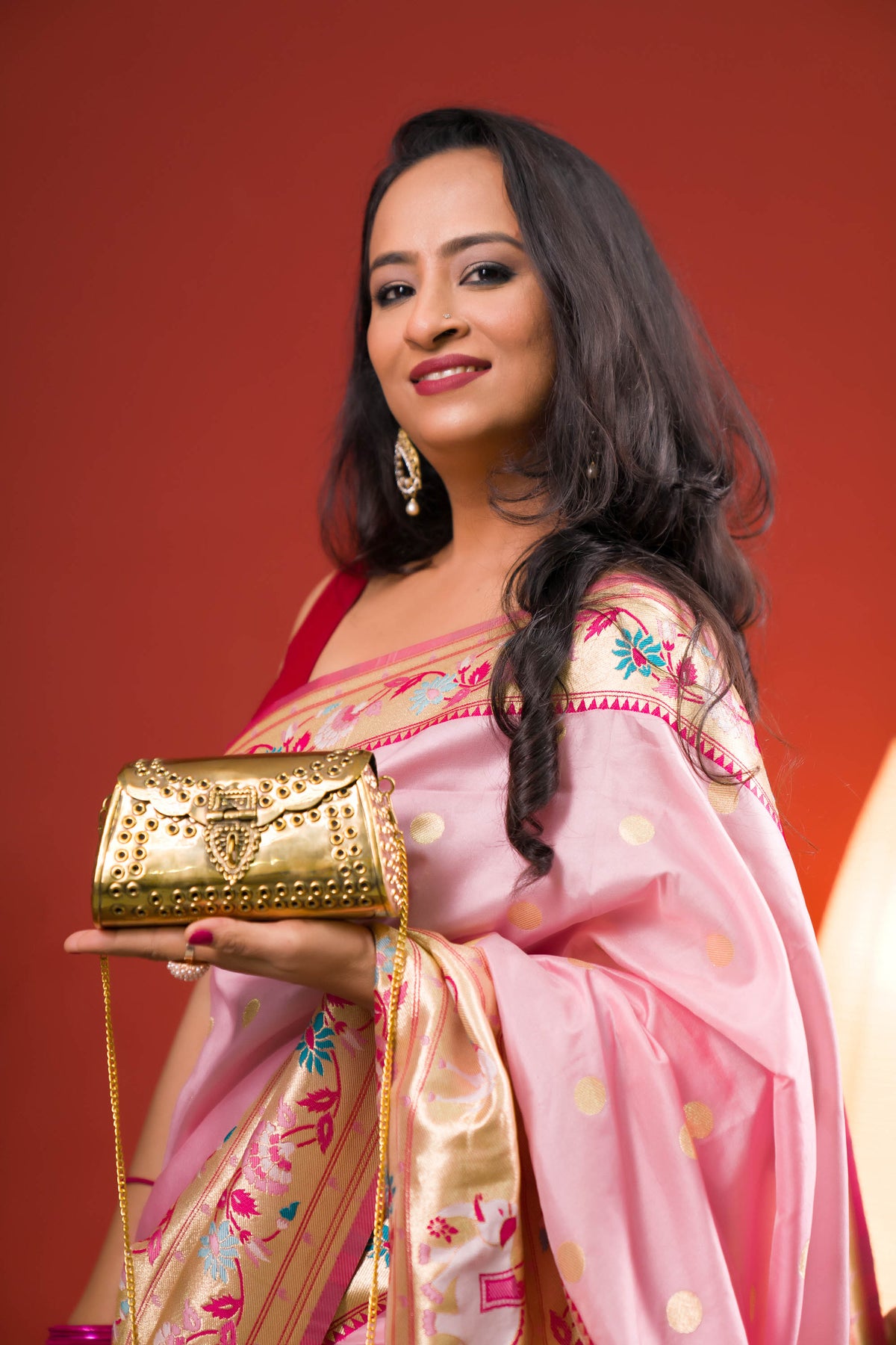 Punched Rivet Gold brass Bag