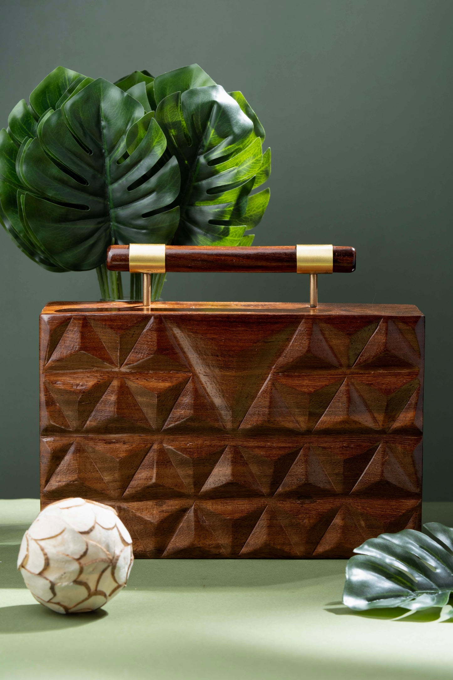 The Royals Hand Carved Triangular pattern bag with dowel handle