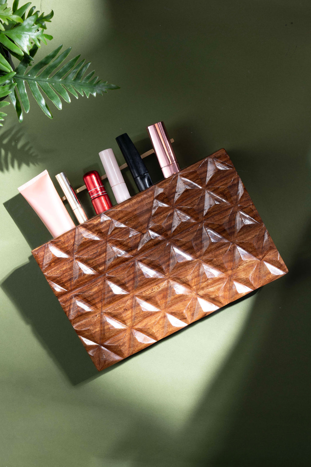 Hand Carved Triangle pattern bag with rectangular handle