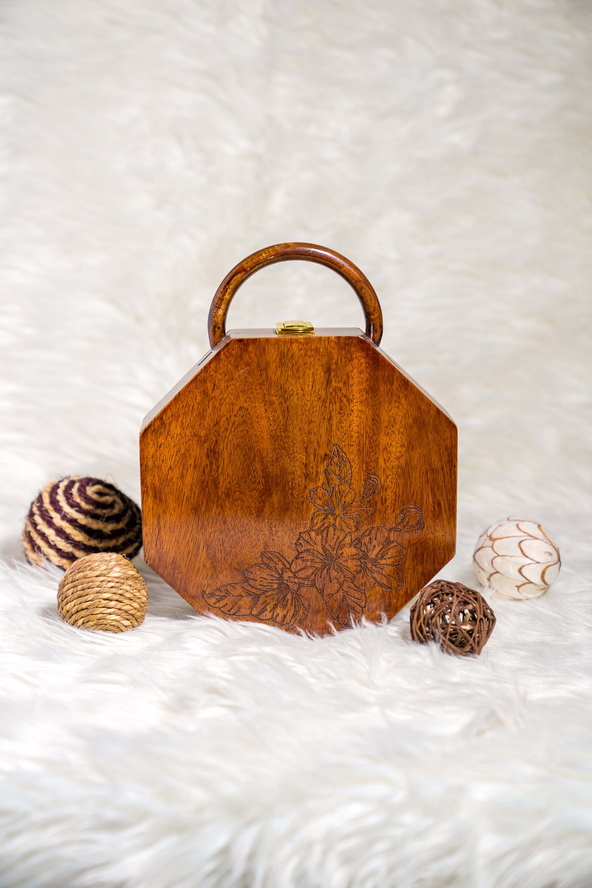 Sheesham Solid Wood hexagon bag