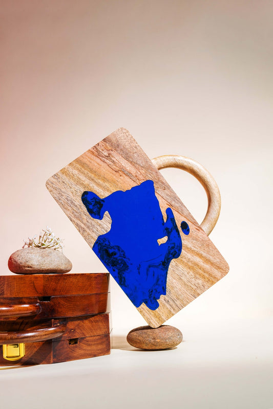 Blue Ink Wooden Handbag