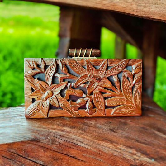 The Royals Tropical 3D Hand Carved bag in Sheesham Wood