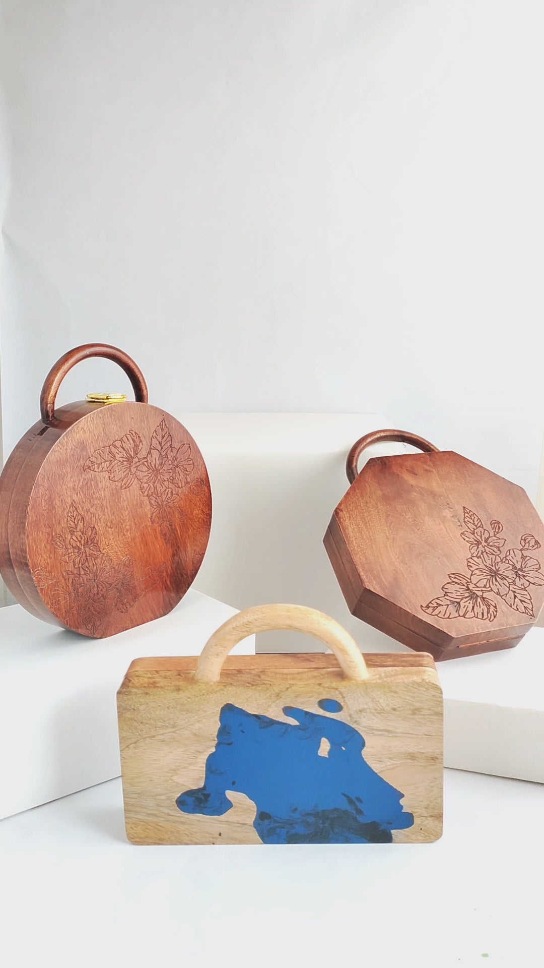 wooden purse and handbag