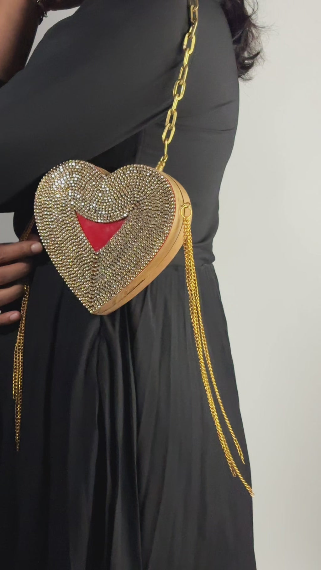 Disco Babe- Red Rhinestone Heart bag