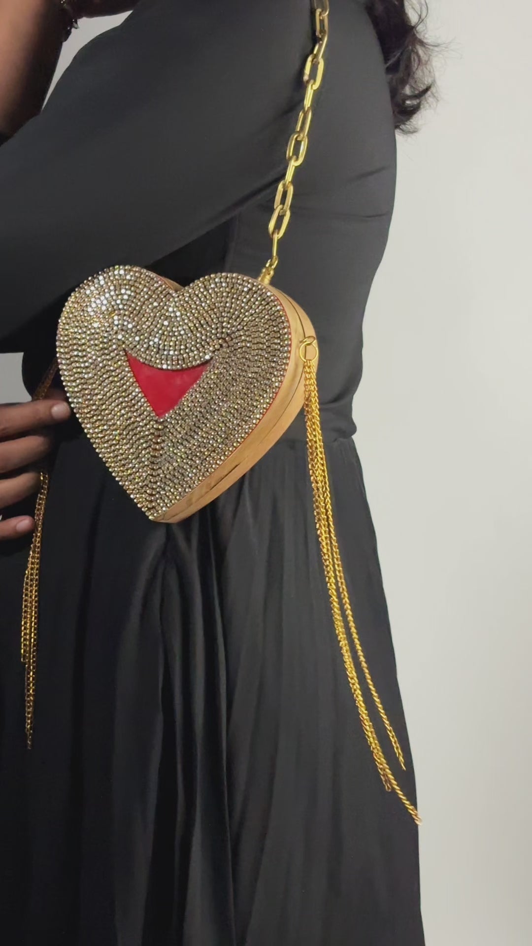 Disco Babe- Red Rhinestone Heart bag