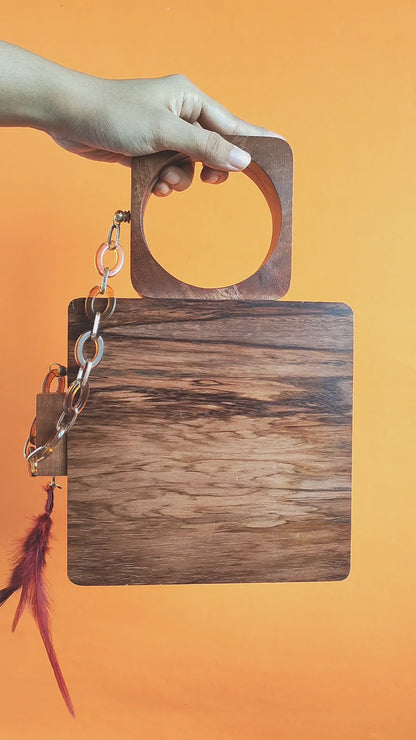 Square Hole Wooden Purse For Ladies