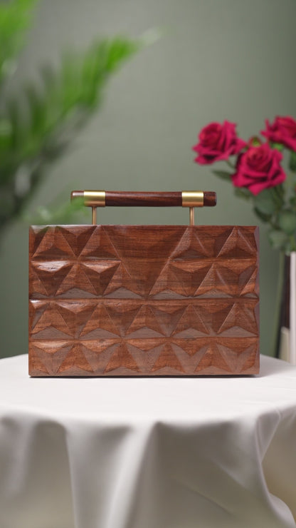 The Royals Hand Carved Triangular pattern bag with dowel handle