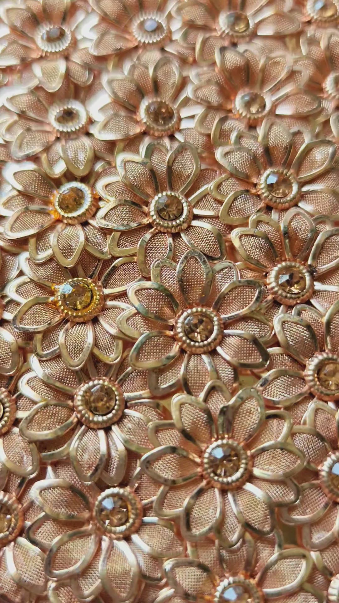 Rosé Éclat – 3D Floral Brass Clutch