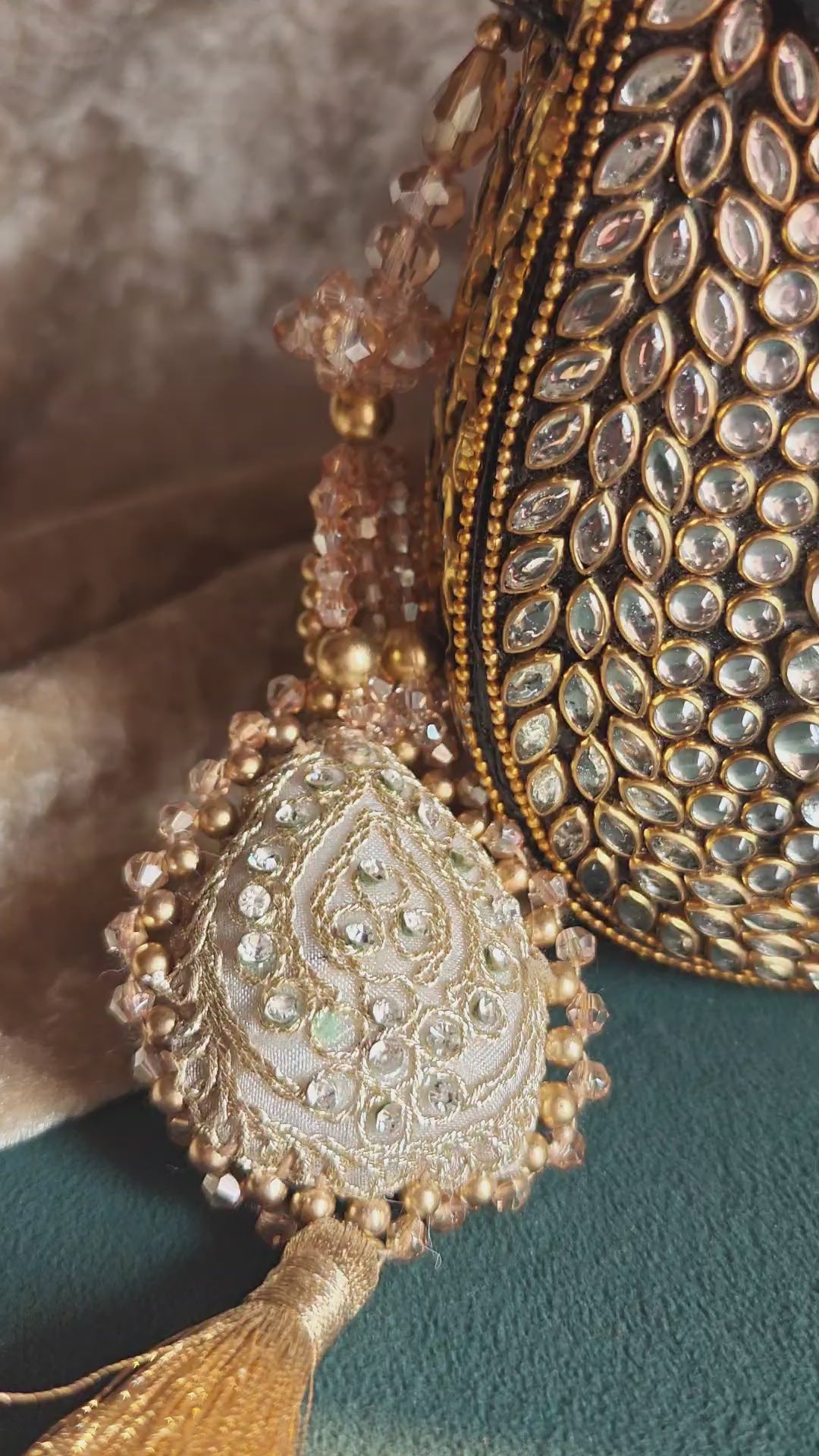 Sheesh Mahal Meher Embellished Brass Wedding Bag