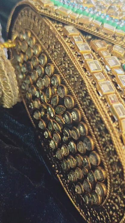 Sheesh Mahal Noor Bag In Kundan and Glass
