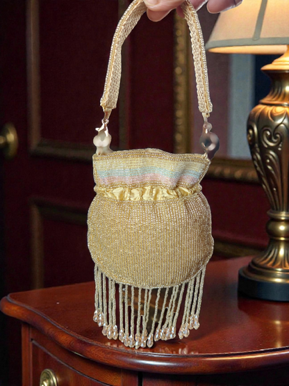 The Mini Potli Embroidered bag with crystal fringes