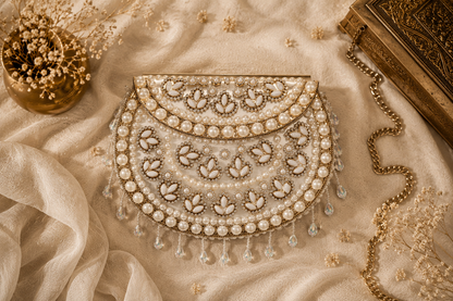 Sheesh Mahal Pearl Bloom Clutch