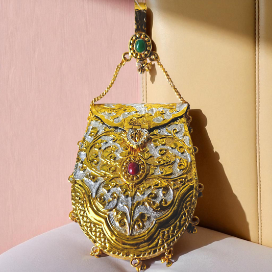 Oval Shaped Mobile Challa in dual tone and ghungroo latkans