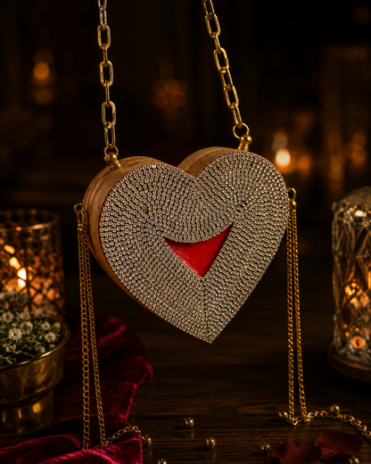 Disco Babe- Red Rhinestone Heart bag