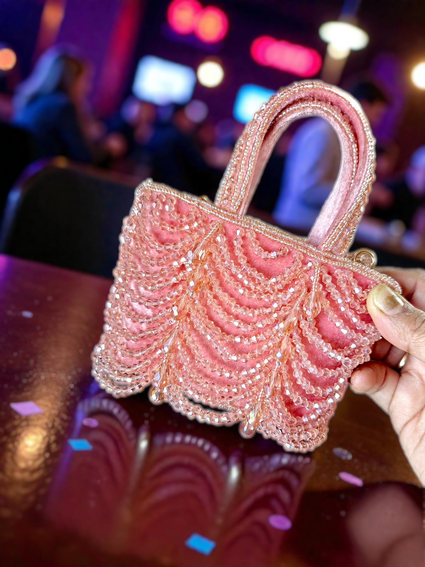 Mini Crystal bag in Pretty pink