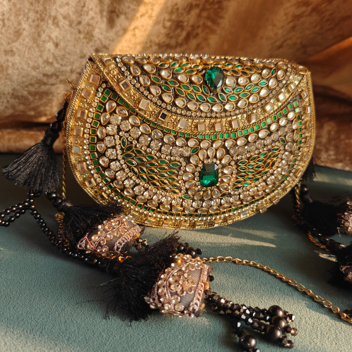 Sheesh Mahal Nazakat Embellished Brass Handbags