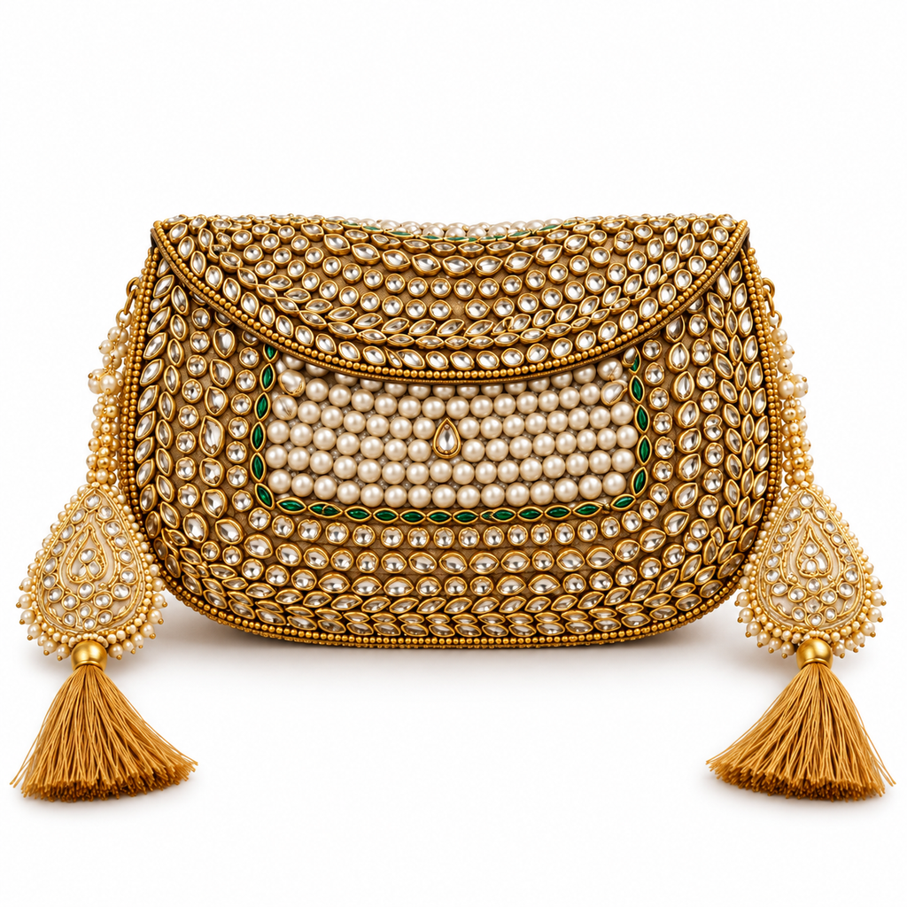 Sheesh Mahal Meher Embellished Brass Wedding Bag