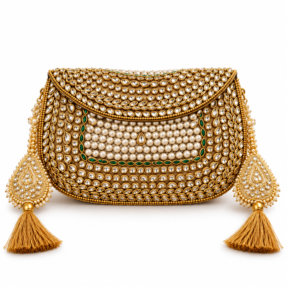 Sheesh Mahal Meher Embellished Brass Wedding Bag