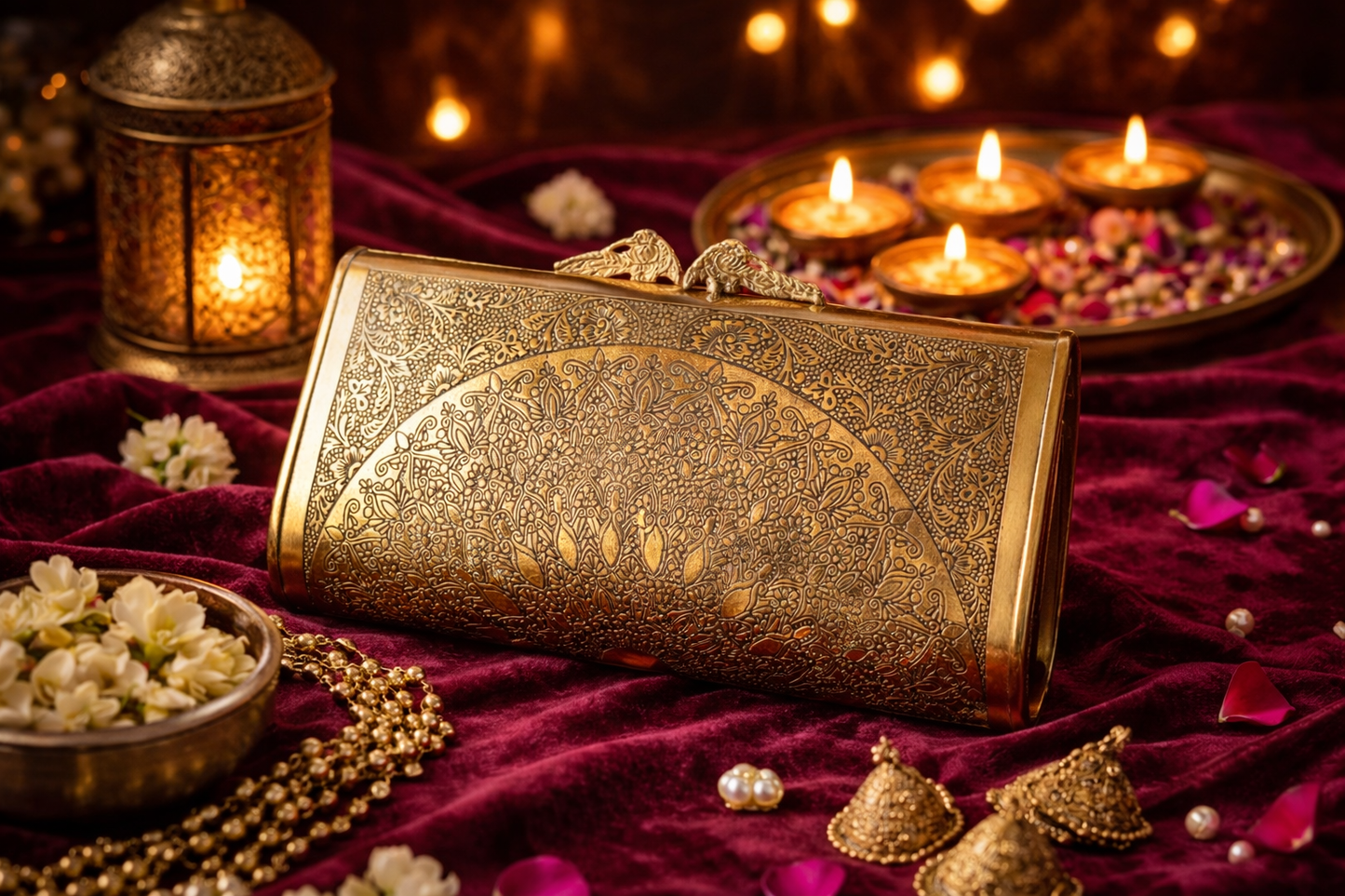 Mandala Brass Ethnic Clutch