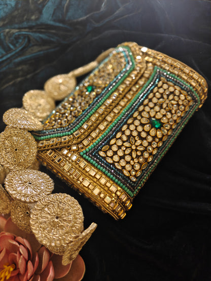 Sheesh Mahal Noor Bag In Kundan and Glass