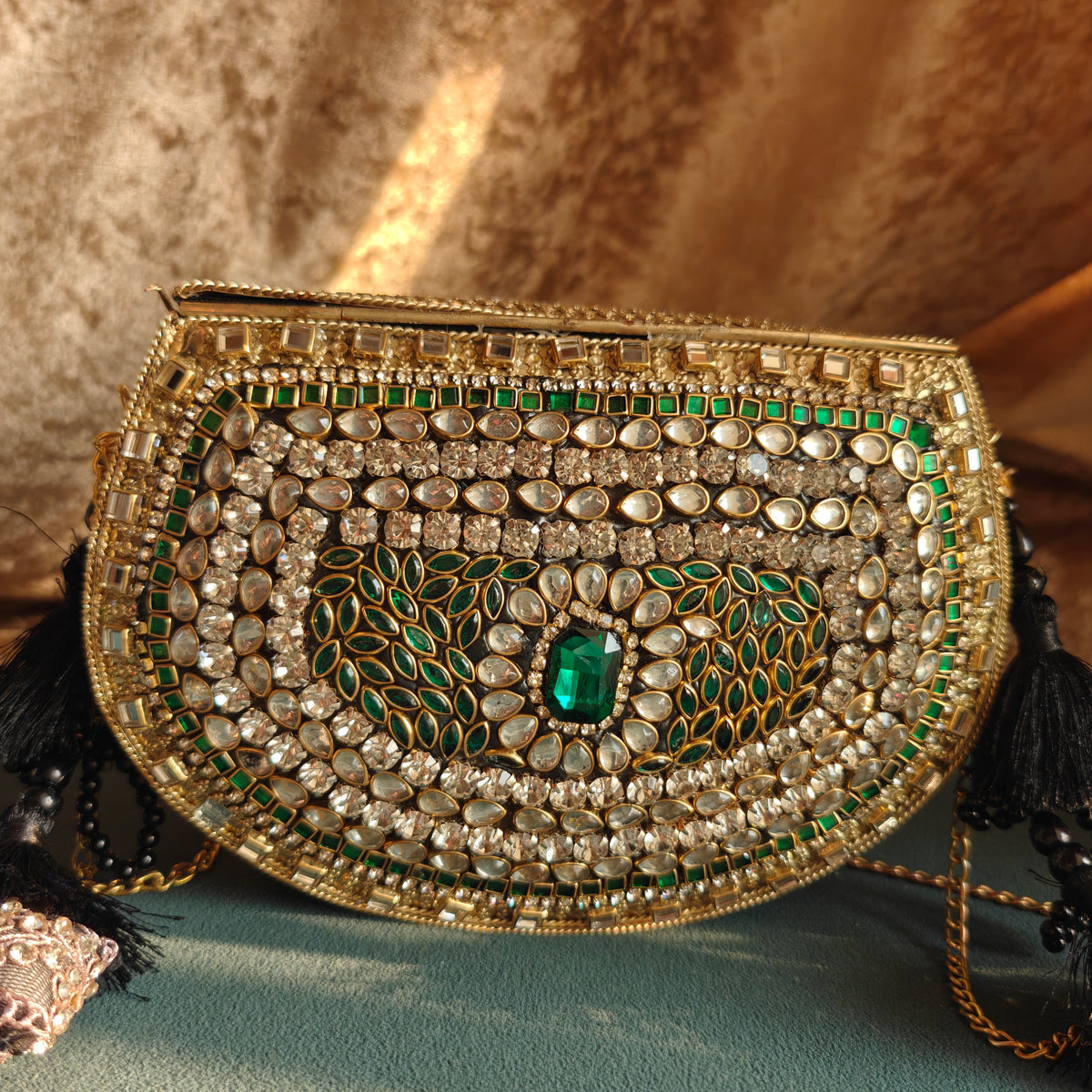 Sheesh Mahal Nazakat Embellished Brass Handbags