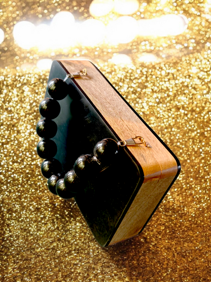 Colour blocked wooden quirky handbags