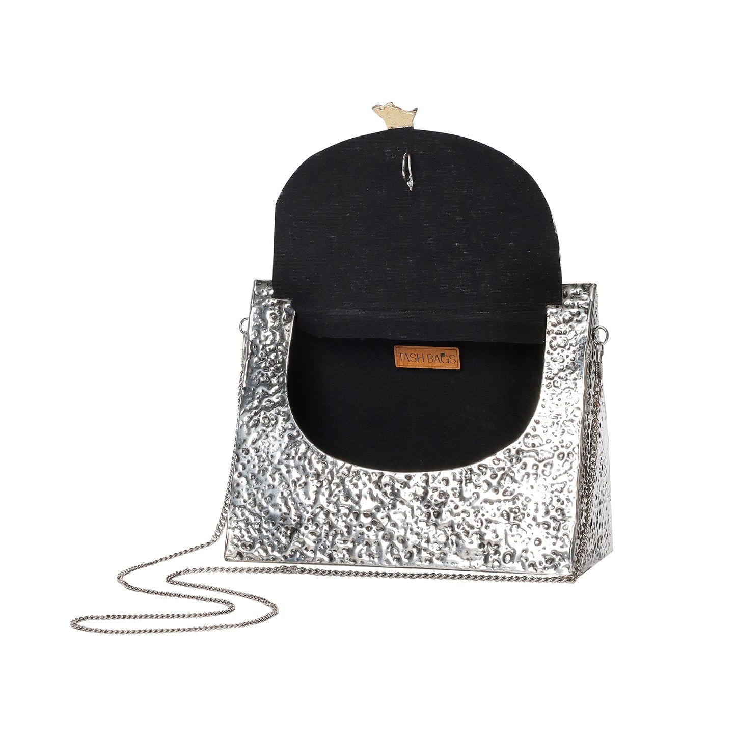 Traingle Hammered Brass Handbag in Antique Silver finish