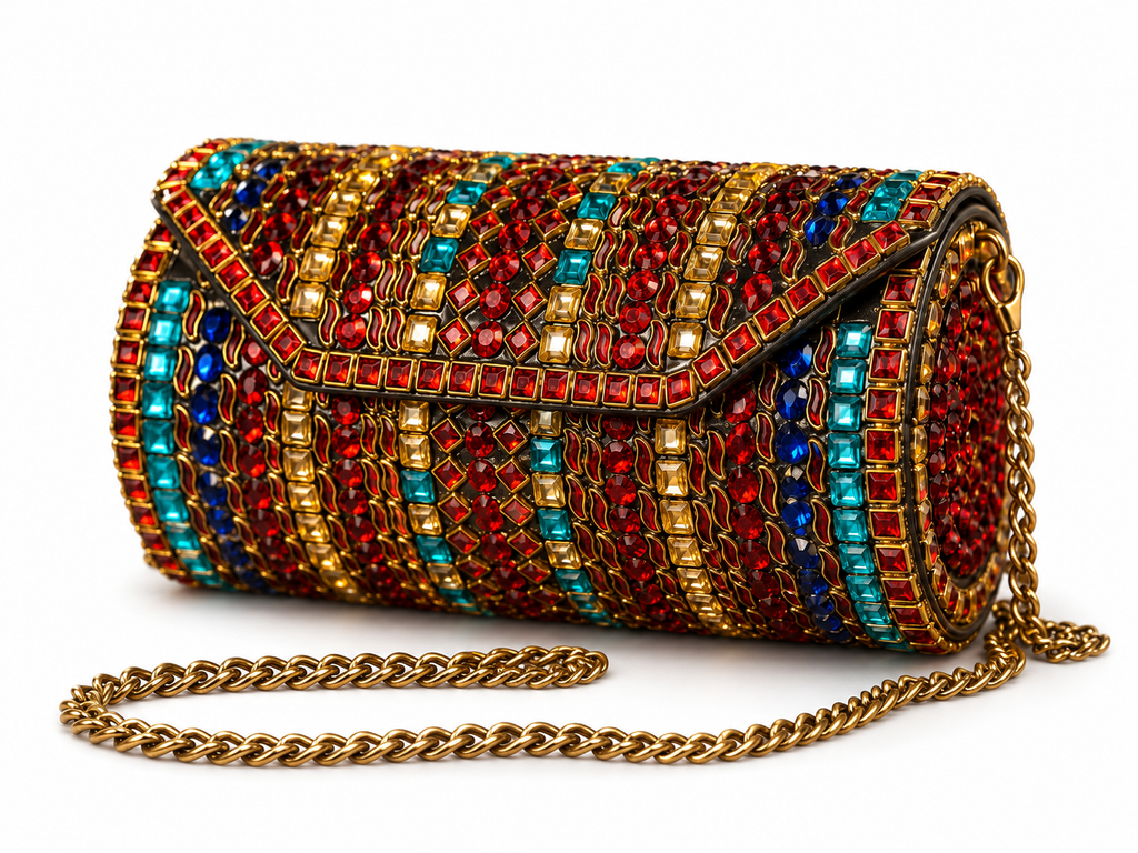 Dholki Multi coloured Kundan Handbag