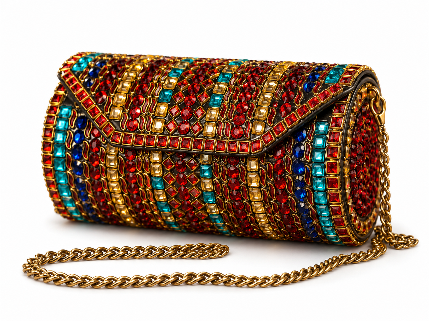 Dholki Multi coloured Kundan Handbag