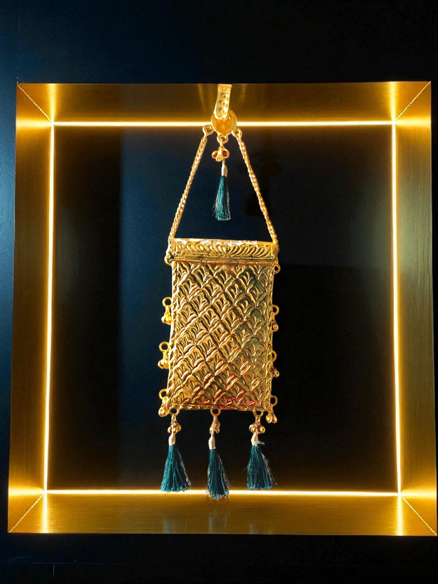 Ornate Handcrafted Mobile pouch in dual tone